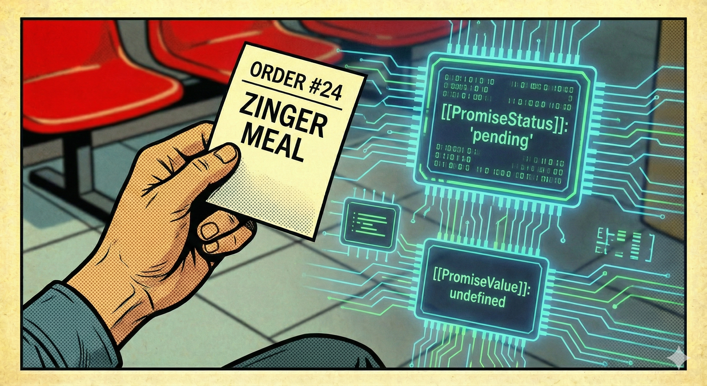 Close-up of an order slip representing the Promise object